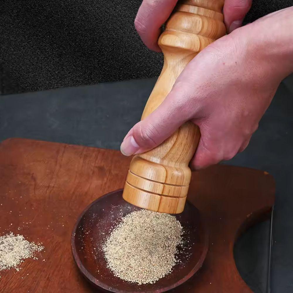 Moedor De Pimenta Sal Grãos Temperos Manual Madeira 14cm - 3