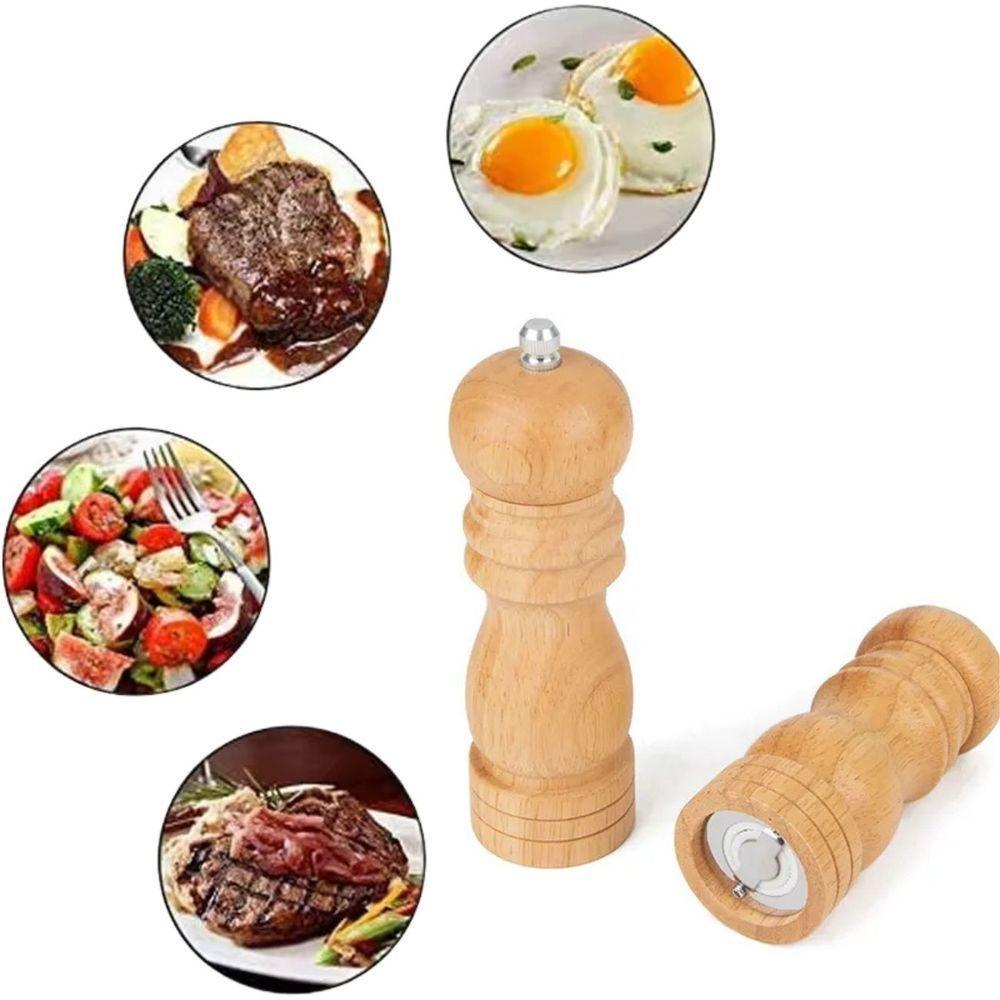 Moedor De Pimenta Sal Grãos Temperos Manual Madeira 14cm - 4