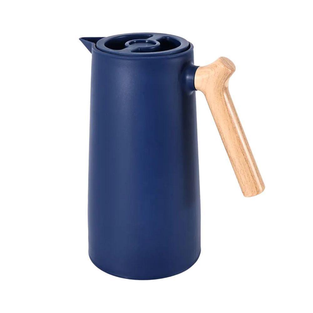 Garrafa Térmica Café Nórdica Azul 1 Lt Cabo Estilo Madeira - 1