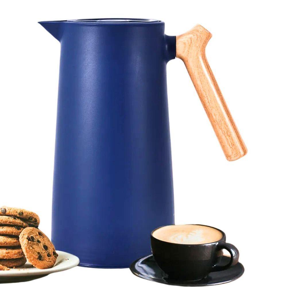 Garrafa Térmica Café Nórdica Azul 1 Lt Cabo Estilo Madeira - 2