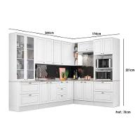 Kit Cozinha Modulada 10 Peças Americana 3 Aéreos + 3 Balcões + 2 Paneleiros + 2 Complementos C5p36 Cinza2 Aéreos + 1 Balcão + 1 Complemento - 3