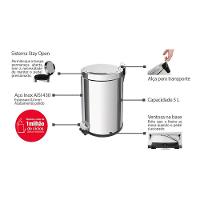 Lixeira Tramontina Brasil Com Pedal 5l Redonda Inox 94538105 - 3