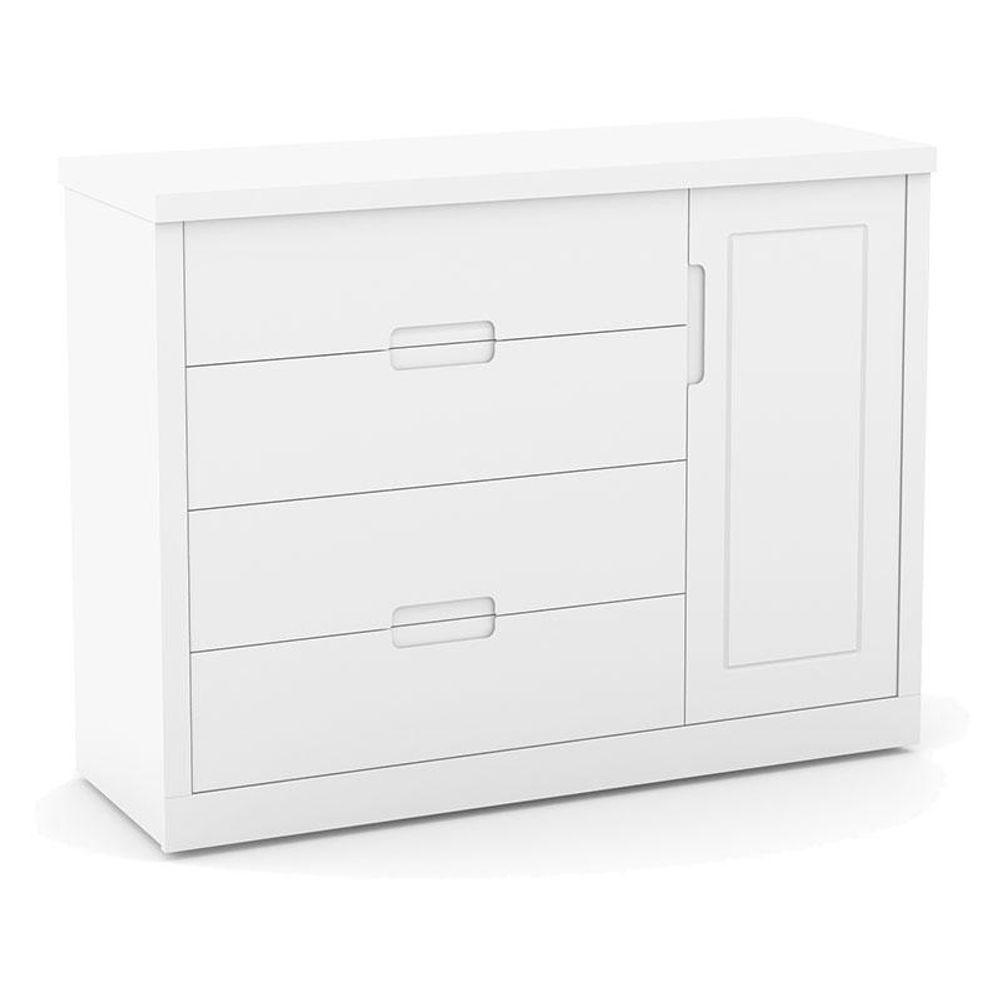 Berço Americano Com Capitonê New Boucle E Cômoda Infantil Tutto New Branco Acetinado - Matic - 3