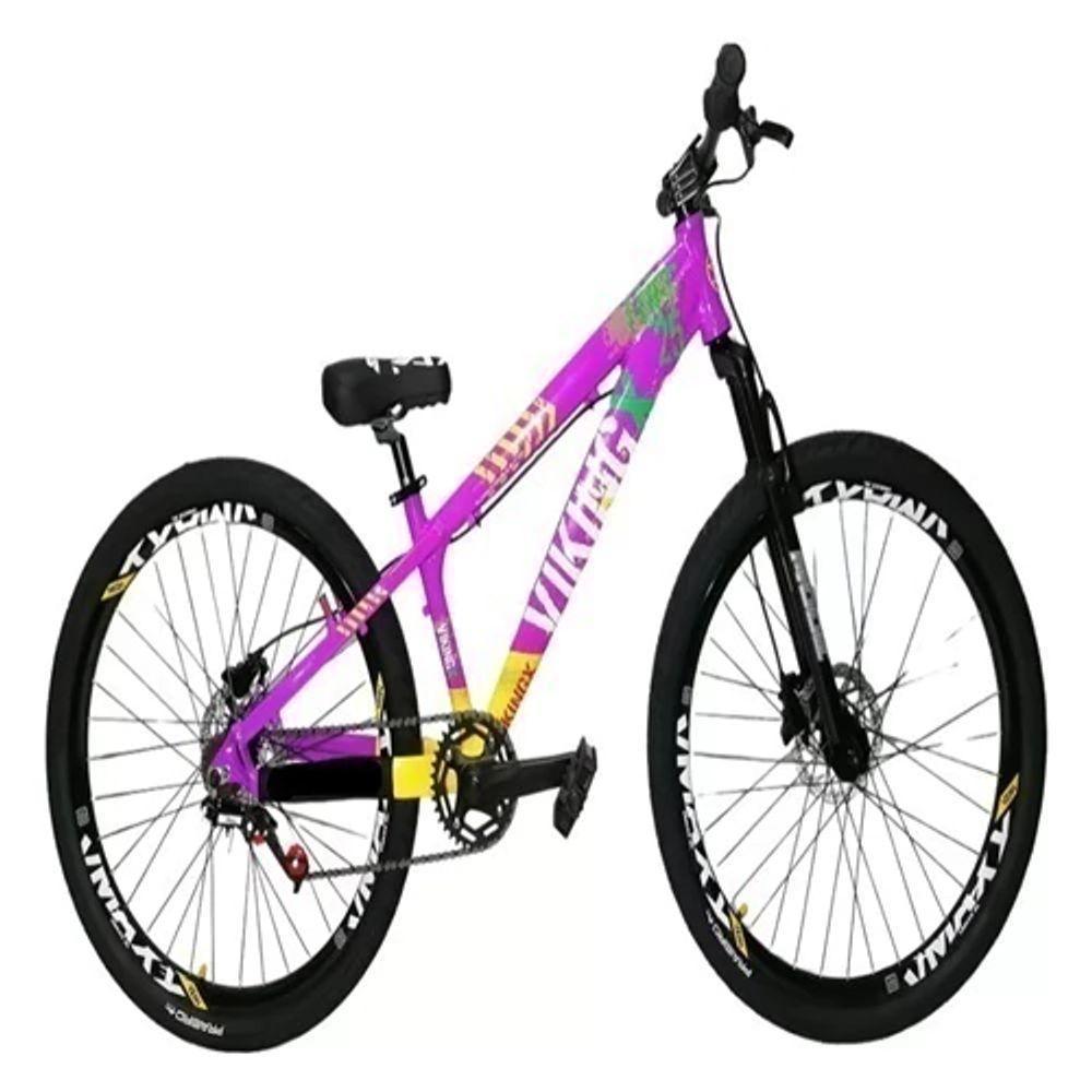 Vikingx Tuff 25 Lilas Com Amarelo Whelling Single Freio Hidraulico Vmaxx Liso Com Suspenão Mecanica - 1
