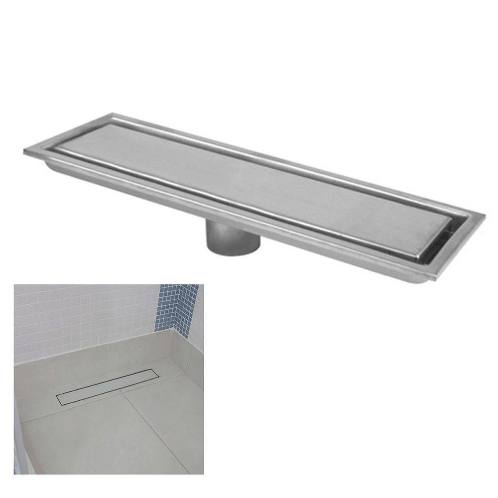 Ralo Linear Oculto Inox 40cm Banheiro Lavabo Anti Odor Anti Inseto Invisivel Resistente Higienico Seguro - 1