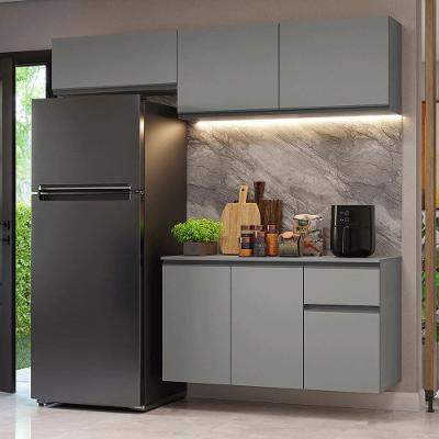 Armário De Cozinha Compacta Suspenso 200cm Cinza Nice Madesa 04xa Cinza