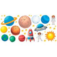 Adesivo De Parede Quarto Infantil Menino E Menina Sistema Solar - 2