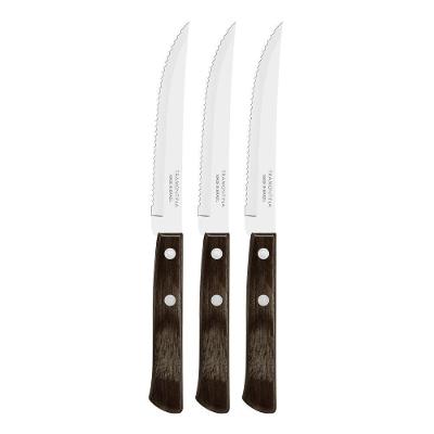 Kit 3 Facas De Churrasco Tramontina Polywood Inox Cabo Castanho
