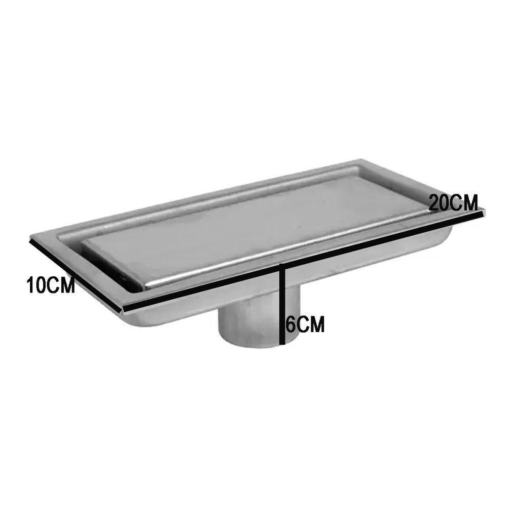 Ralo Linear Oculto 20cm Inox Banheiro Lavabo Invisivel Anti Odor Anti Inseto Seguro Resistente Higienico - 4