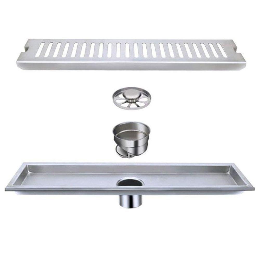 Ralo Linear 40cm Inox Banheiro Area Externa Anti Odor Anti Inseto Lavabo Piscina Quintal Higienico Resistente - 2