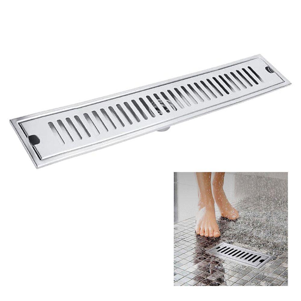 Ralo Linear Aço Inox 40cm Banheiro Area Externa Anti Odor Anti Inseto Lavabo Quintal Piscina Seguro Higienico Resistente - 1