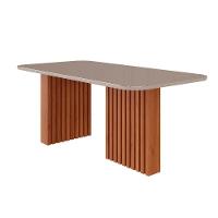 Mesa Para Cozinha Ester C-tampo Madeirado Vidro 180x90cm Cinamomo-off White - Cimol - 1