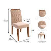 Conjunto Mesa Sala Jantar Ester Com Tampo Madeirado Com Vidro 180x90cm E 6 Cadeiras Paola Nature Suede Nude Bege Cimol - 5