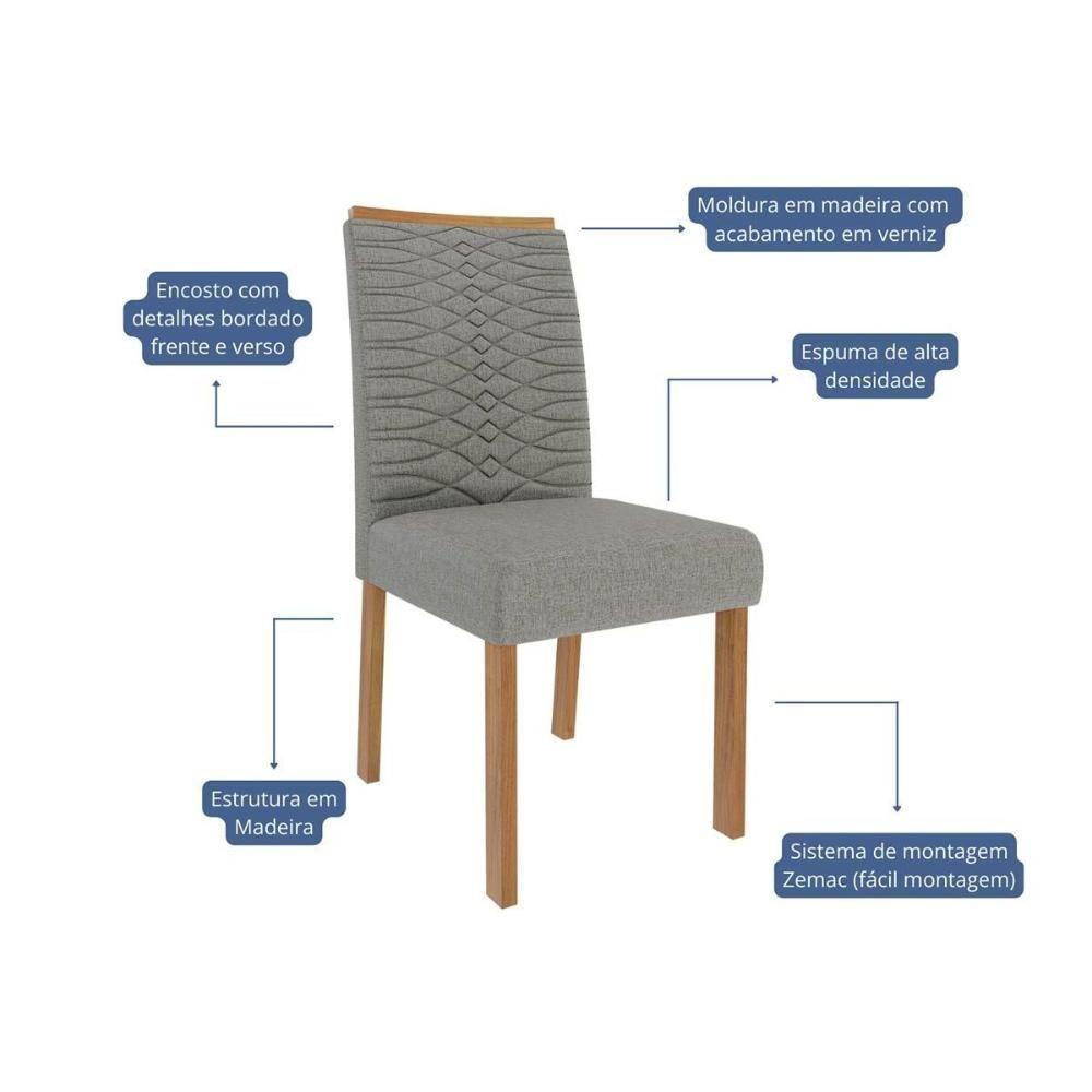 Sala De Jantar Completa Ester C- Tampo Madeirado C- Vidro 180x90cm E 6 Cadeiras Clarice Savana-madeirado-suede Joli Capuccino - Cimol - 3