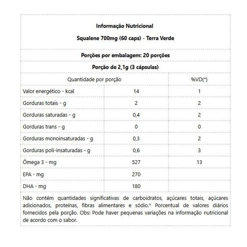 Squalene 700mg 60 Caps Padrão Único - 2