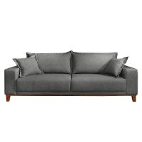 Sofá Fixo Argos 3 Lugares Luxo 2,40 M Castellar Móbile Linho Cinza - 1