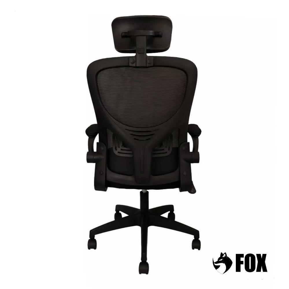 Cadeira Presidente Escritório Giratória Apoio De Cabeça Fox Office Preta 46A - 3
