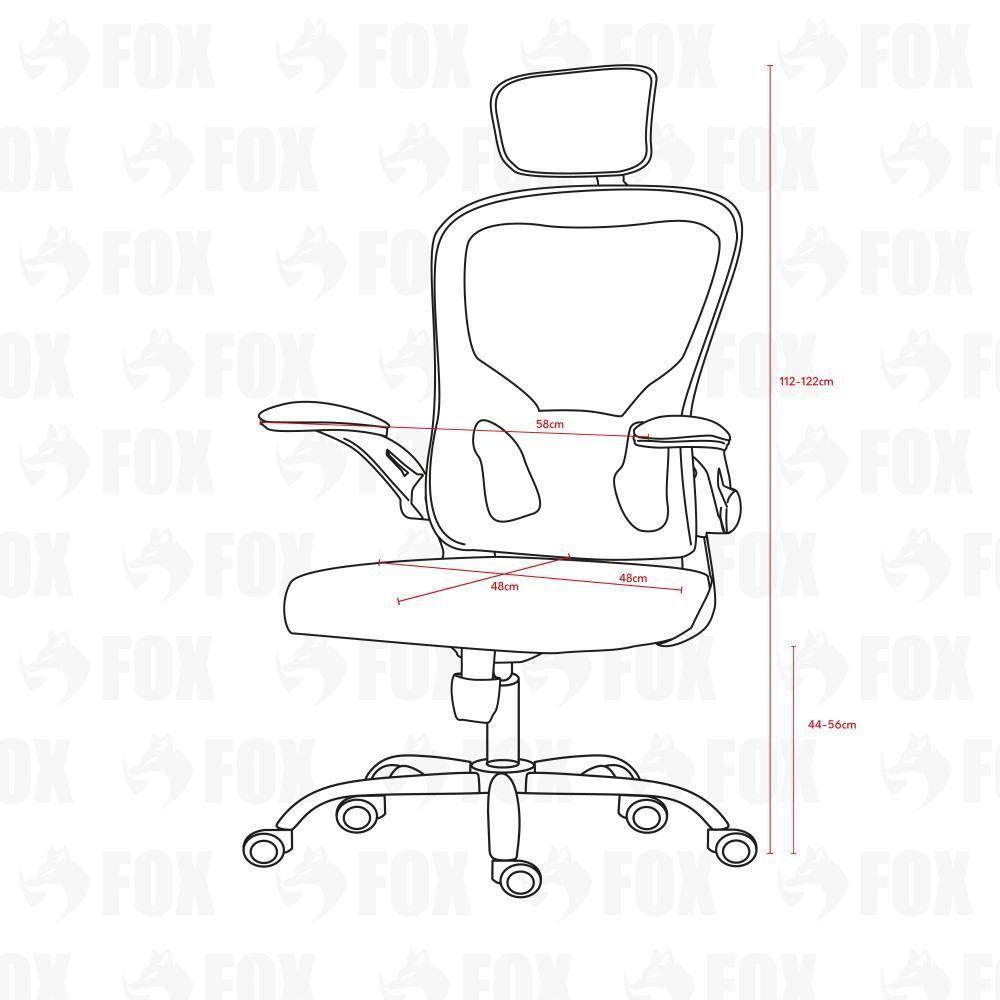 Cadeira Presidente Escritório Giratória Apoio De Cabeça Fox Office Preta 46A - 4