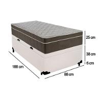 Cama Box Baú Solteiro Sintético + Colchão De Molas Ensacadas - Sereneprime - 88cm Branco - 2