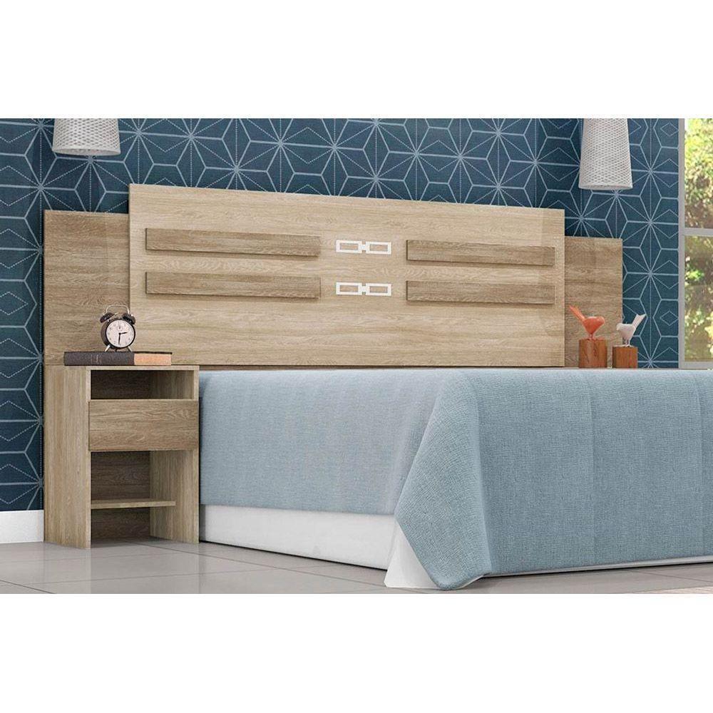 Painel Cama Box Madeirado Casal Triunfo C- 2 Mesas E 2 Gavetas Branco - Demóbile - 7