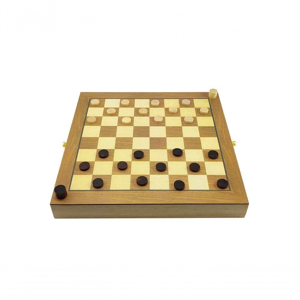 Jogo De Xadrez E Damas 2 Em 1 Profissional Hoyle Games Tabuleiro Grande 39x39cm Peças Em Madeira Com 2 Gavetas - 5