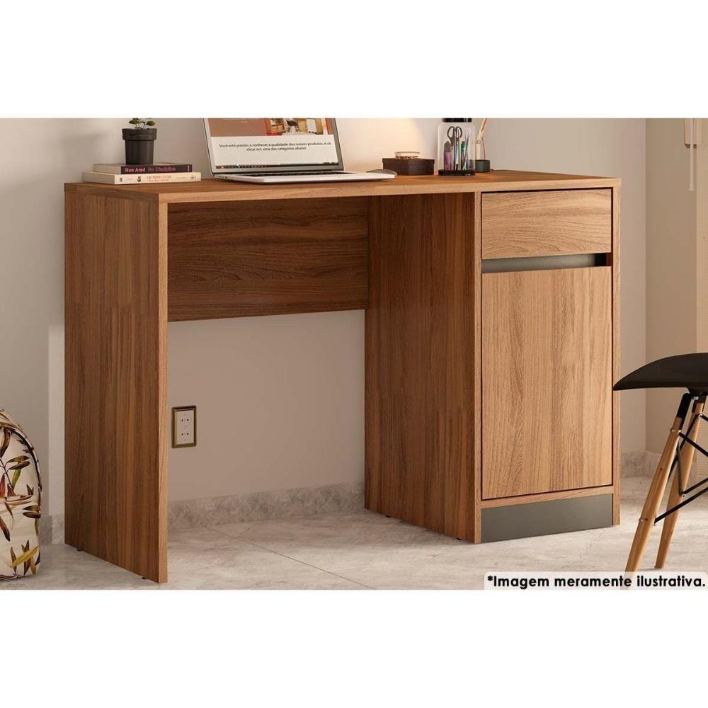 Mesa Escrivaninha Casal Office Morada Com 1 Porta E 1 Gaveta Amendola Touch/grafito - Demóbile - 2