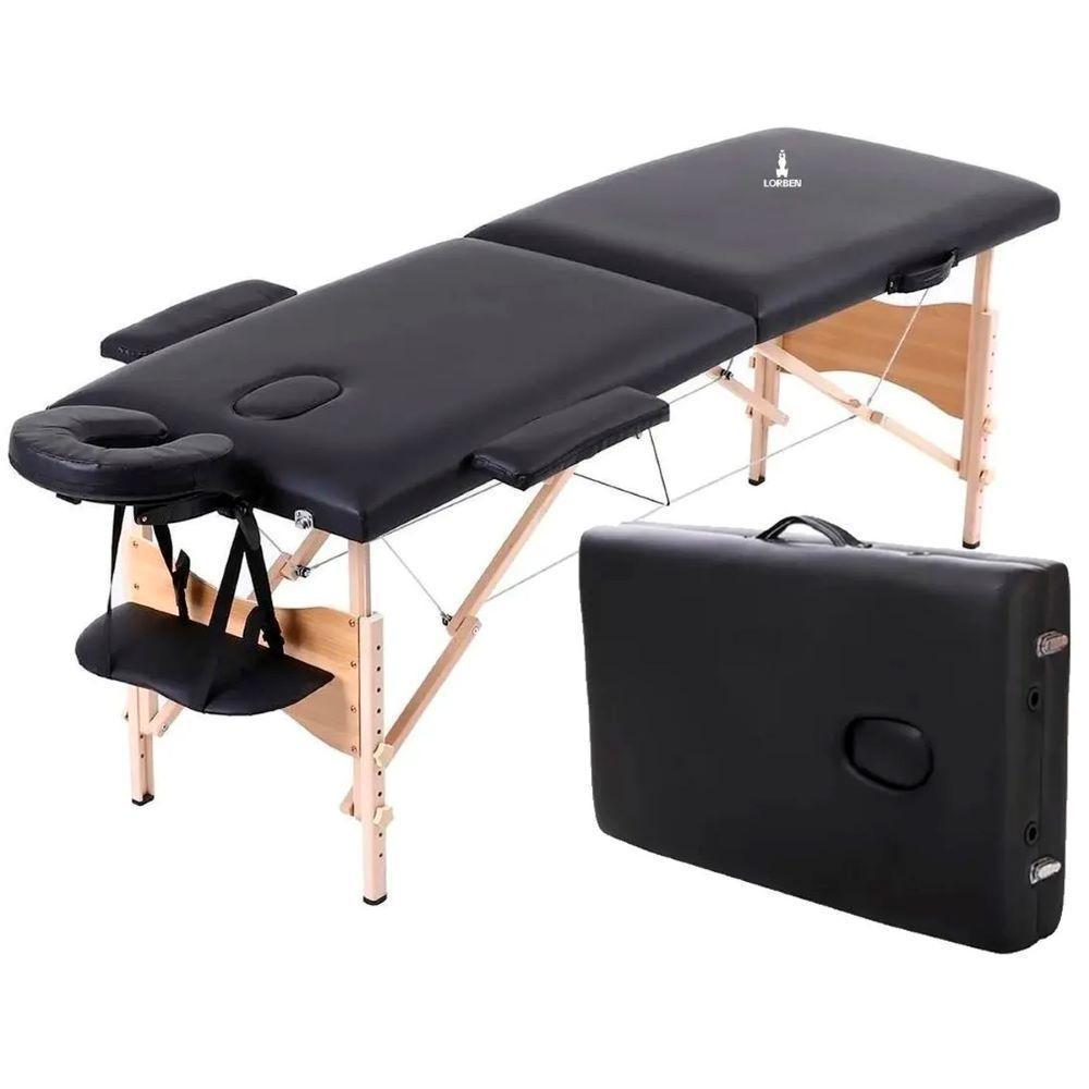 Maca Portátil Lorben Dobrável Estética Madeira Regulável Preto - 4