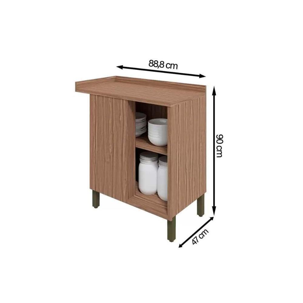 Gabinete De Cozinha Modulado Balcão Canto Syrah 1 Porta Com Tampo 48cm Amendoa-branco - Ronipa - 3
