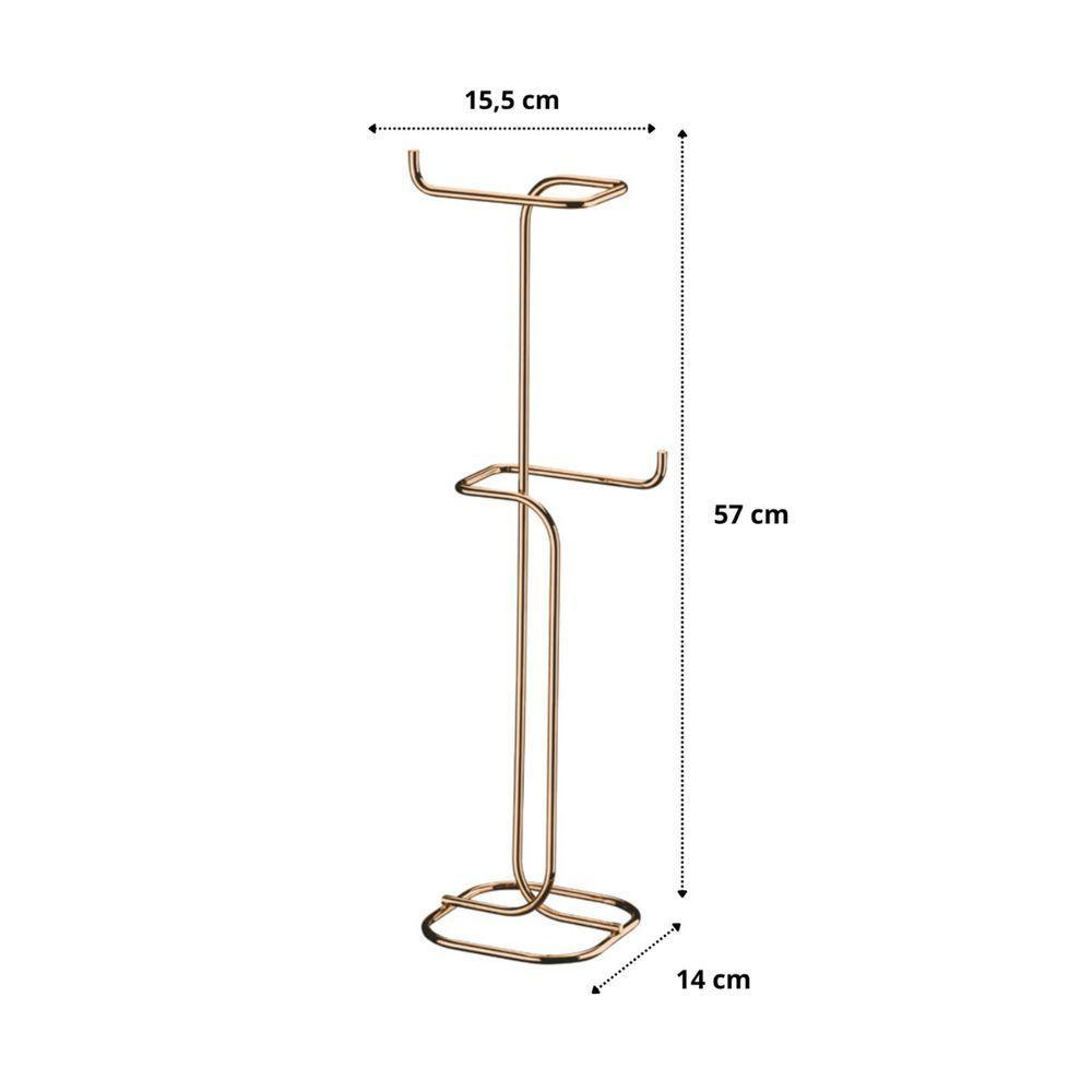 Kit Banheiro Rosé Gold Future Porta Papel Higiênico Chao Porta Toalha De Bancada - 3