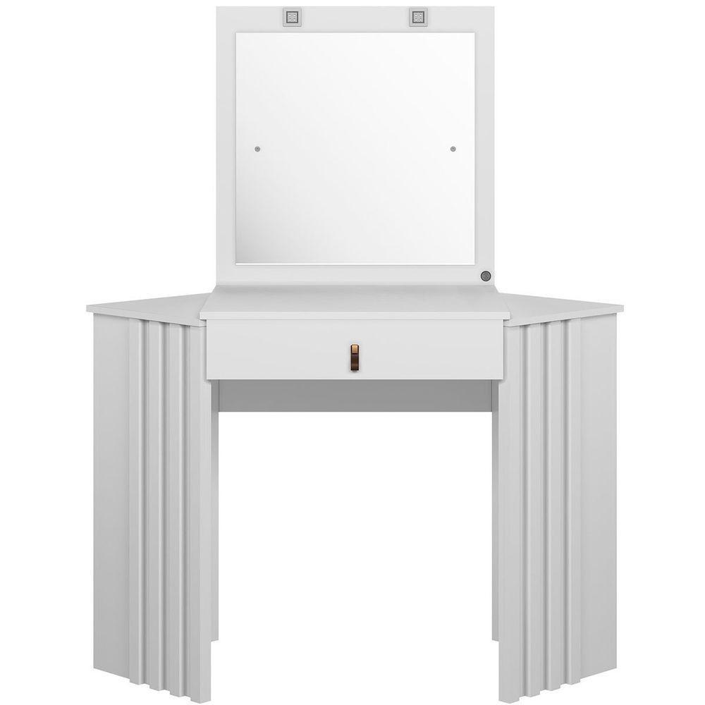 Penteadeira Camarim Ripada Púrpura Com Espelho Mdp Branco - 2