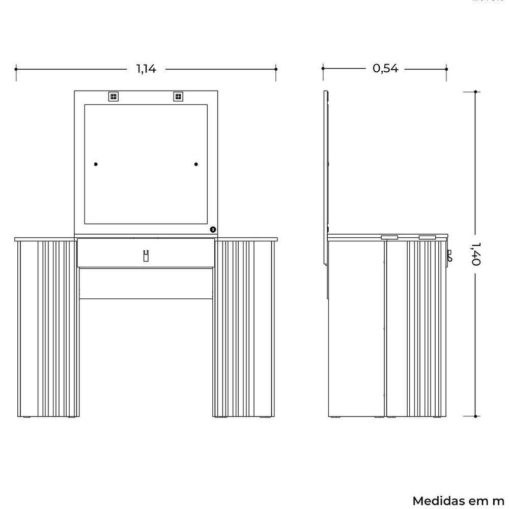 Penteadeira Camarim Ripada Púrpura Com Espelho Mdp Branco - 5