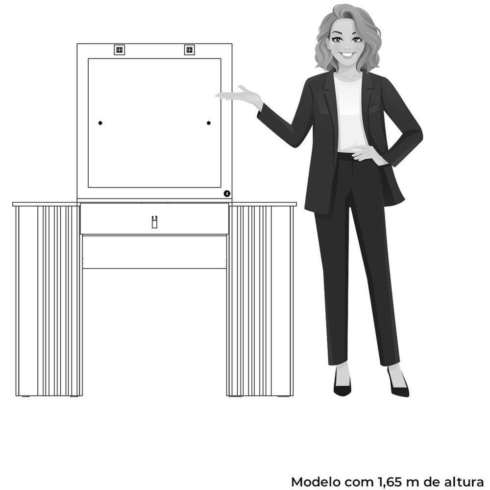 Penteadeira Camarim Ripada Púrpura Com Espelho Mdp Branco - 7