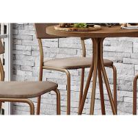 Sala De Jantar Completa 1575 Aço C- Tampo Madeirado 60cm E 2 Banquetas 1747 Rose-freijó - Areia-caramelo - Carraro