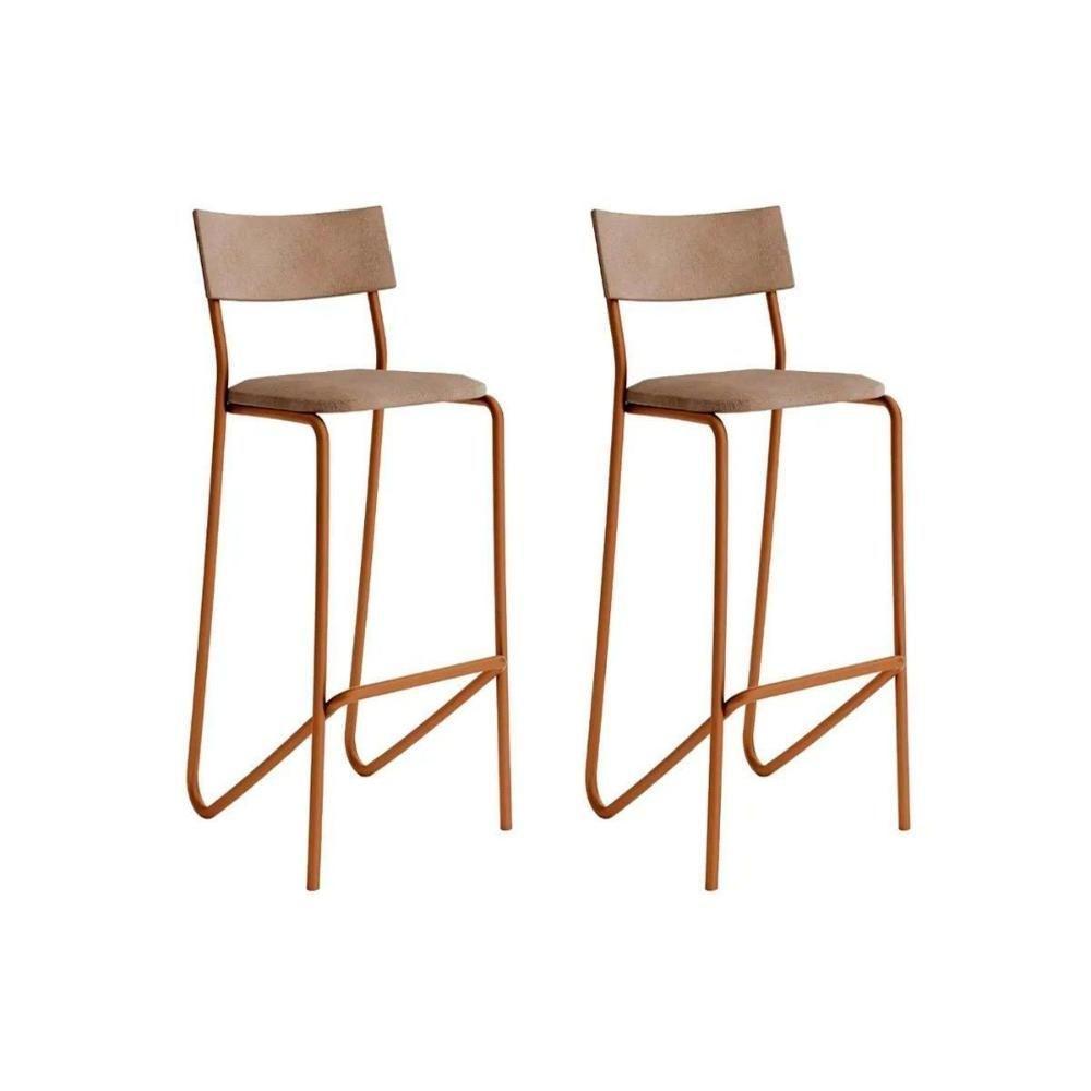 Conjunto Mesa De Cozinha 1575 Aço Com Tampo Madeirado 60cm E 2 Banquetas 1747 Rose Freijó Areia Caramelo Carraro - 7