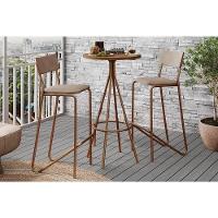 Conjunto Mesa De Cozinha 1575 Aço Com Tampo Madeirado 60cm E 2 Banquetas 1747 Rose Freijó Areia Caramelo Carraro - 1