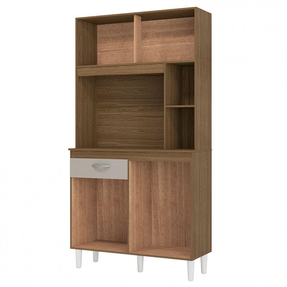 Cozinha Compacta Duda Em MDP Com 4 Portas 1 Gaveta Poquema Castanho Off White - 4