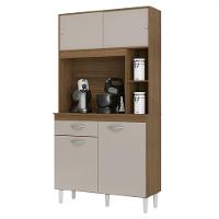 Cozinha Compacta Duda Em MDP Com 4 Portas 1 Gaveta Poquema Castanho Off White - 1