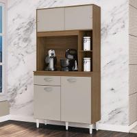 Cozinha Compacta Duda Em MDP Com 4 Portas 1 Gaveta Poquema Castanho Off White - 2