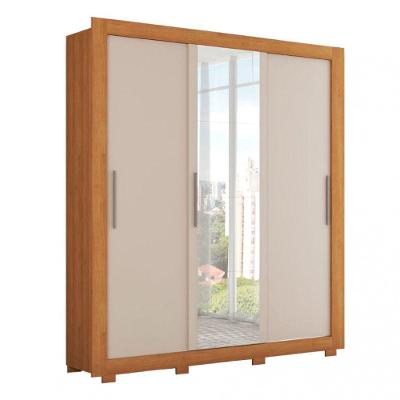 Guarda Roupa Casal Santiago 3 Portas 2 Gave. Espelho Caemmun Mel Off White Cacau