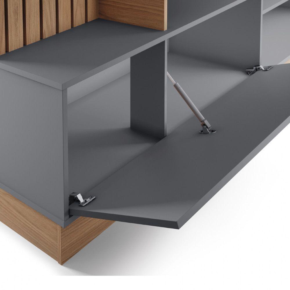 Estante Para TV Maceió 65 Polegadas 1 Porta Com Led Colibri Freijó Cinza - 3