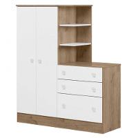 Guarda Roupa Infantil Cômoda Doce Sonho 2 Portas 3 Gav Qmovi Carvalha Branco - 1