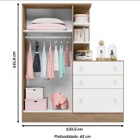 Guarda Roupa Infantil Cômoda Doce Sonho 2 Portas 3 Gav Qmovi Carvalha Branco - 2