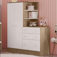 Guarda Roupa Infantil Cômoda Doce Sonho 2 Portas 3 Gav Qmovi Carvalha Branco - 4