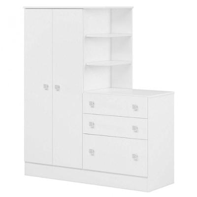 Guarda Roupa Infantil Solteiro Doce Sonho 2 Portas 3 Gavetas Branco MDP Qmovi