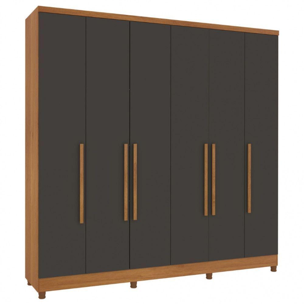 Guarda Roupa Casal Veneza 6 Portas 4 Gavetas Tcil Móveis Cinamomo Grafite - 1