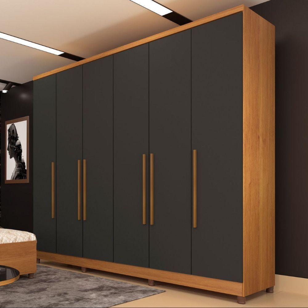 Guarda Roupa Casal Veneza 6 Portas 4 Gavetas Tcil Móveis Cinamomo Grafite - 2