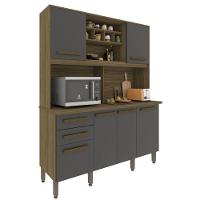 Cozinha Compacta Luna Em MDP 6 Portas 2 Gavetas Imop Móveis Nogal Grafite - 2