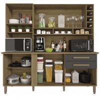 Cozinha Alexia 6 Portas 2 Gavetas Com Espelho Imop Móveis Nogal Grafite - 4