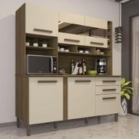 Cozinha Alexia 6 Portas 2 Gavetas Com Espelho Imop Móveis Nogal Off White - 2