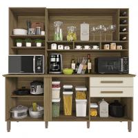 Cozinha Alexia 6 Portas 2 Gavetas Com Espelho Imop Móveis Nogal Off White - 4